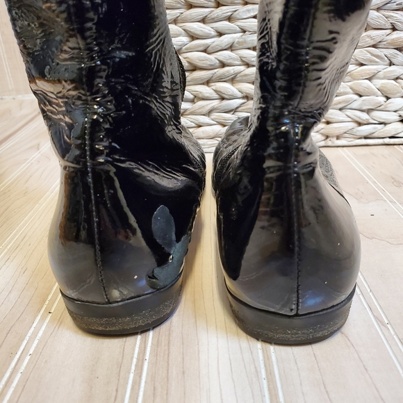 Coach Trystan Boots Womens 7M Black Soft Patent Leather Calf Flat - Picture 4 of 5